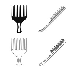 Vector design of brush and hair icon. Collection of brush and hairbrush vector icon for stock.