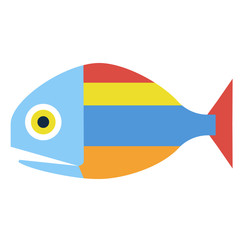 Colorful fish flat illustration on white