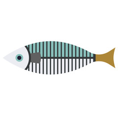 Striped fish flat illustration on white