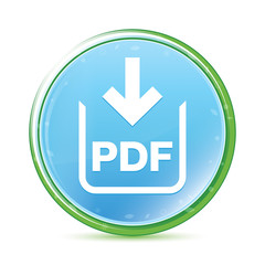 PDF document download icon natural aqua cyan blue round button