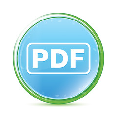 PDF icon natural aqua cyan blue round button