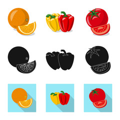 Isolated object of vegetable and fruit logo. Collection of vegetable and vegetarian stock symbol for web.