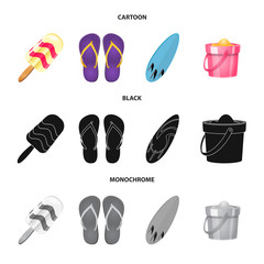 Vector illustration of equipment and swimming symbol. Set of equipment and activity vector icon for stock.