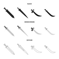 Isolated object of game  and armor  icon. Set of game  and blade  vector icon for stock.