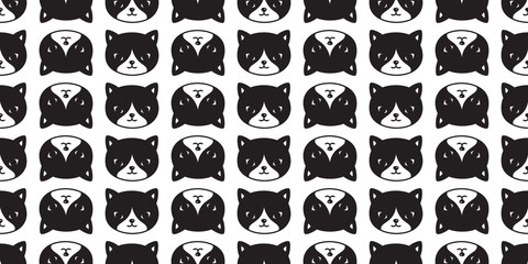 cat seamless pattern vector kitten calico pet repeat wallpaper tile background scarf isolated black