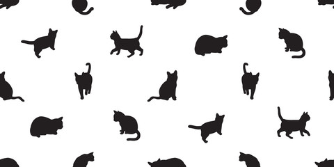 cat seamless pattern vector kitten calico pet scarf isolated repeat wallpaper tile background