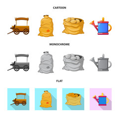 Vector illustration of farm and agriculture sign. Collection of farm and plant vector icon for stock.