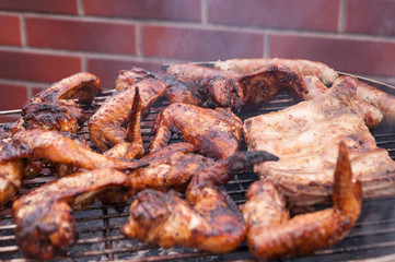 Hot wings on the grill