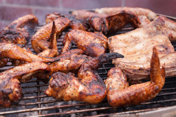 Hot wings on the grill