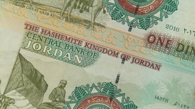 Jordan dinar notes rotating. Jordanian currency, money. 4K stock video footage