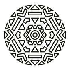 Simple Mandala Shape for Coloring. Vector Mandala. Oriental. Book Page. Outline.