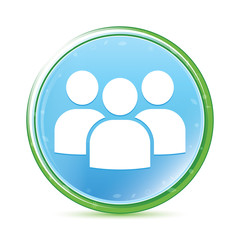 User group icon natural aqua cyan blue round button