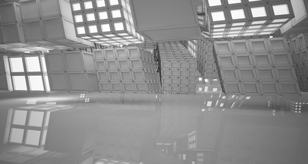 Abstract drawing white interior. 3D illustration and rendering.