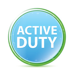 Active Duty natural aqua cyan blue round button