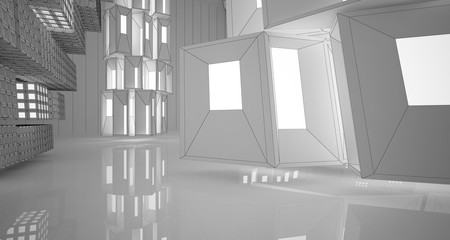 Abstract drawing white interior. 3D illustration and rendering.