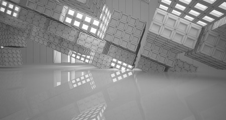 Abstract drawing white interior. 3D illustration and rendering.