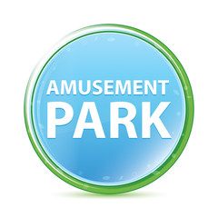 Amusement Park natural aqua cyan blue round button