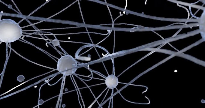 Neuron. Nerve cell. Growing Neural Network. Abstract neural cells in three-dimensional space. Scientific medical background. Microbiology research