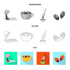 Vector design of food and yummy icon. Set of food and brown   stock symbol for web.
