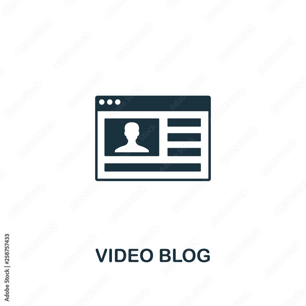 Aufkleber video blog icon. creative element design from content icons collection. pixel perfect video blog ico