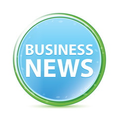 Business News natural aqua cyan blue round button