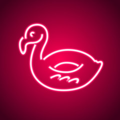 Fototapeta premium Flamingo lifebuoy neon sign. Neon sign, bright signboard, light banner