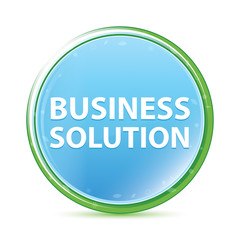 Business Solution natural aqua cyan blue round button
