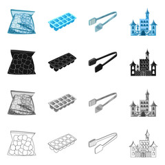 Vector illustration of texture  and frozen  logo. Set of texture  and transparent  stock vector illustration.