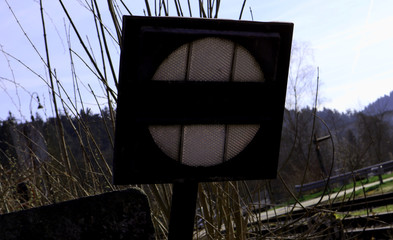 train sign for terminus or siding