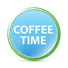 Coffee Time natural aqua cyan blue round button