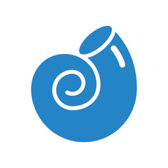 Sea Shell icon blue on white background for graphic and web design. Simple vector sign. Internet concept symbol for website button or mobile app.