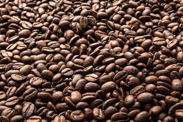 Coffee beans. Roasted coffee beans background.