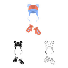 Vector illustration of hat  and pompom symbol. Set of hat  and kids   stock vector illustration.