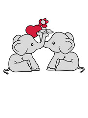 liebe herz paar pärchen verliebt elefant blume halten schenken muttertag valentinstag sitzend süß kalb klein kind baby clipart comic cartoon niedlich dickhäuter rüsseltier jumbo grauer riese