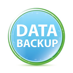 Data Backup natural aqua cyan blue round button