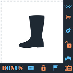 Rubber boots icon flat