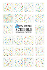 Mega Pack 22 Seamless Abstract Colorful Scribble from yellow and orrange streak Big Mark Pattern for Background, Paper Wrap, Banner, curtain, etc