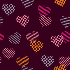 Colorful Pattern fill in the heart shape with stripe ,polka dots in hand painting brush for valentines,design for fashion,fabric,web,walppaper and all prints