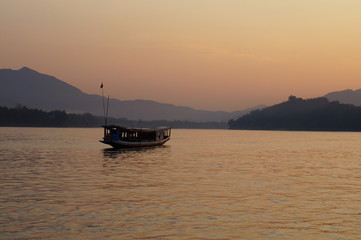 boat at sunset