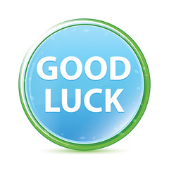 Good Luck natural aqua cyan blue round button