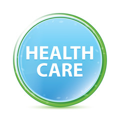 Health Care natural aqua cyan blue round button