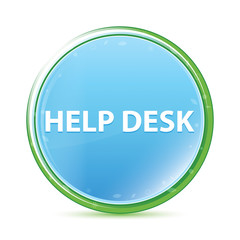Help Desk natural aqua cyan blue round button