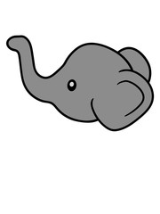kopf gesicht kleiner elefant sitzend süß kalb kind baby clipart comic cartoon niedlich dickhäuter savanne rüsseltier jumbo grauer riese