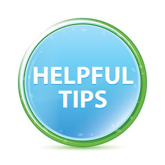 Helpful Tips natural aqua cyan blue round button