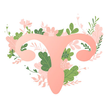Female reproductive organs with plants and flowers