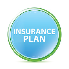 Insurance Plan natural aqua cyan blue round button