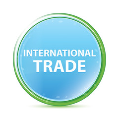 International Trade natural aqua cyan blue round button