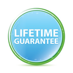 Lifetime Guarantee natural aqua cyan blue round button