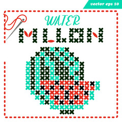 crosstiched simple watermelon with framle and needle