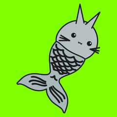 Bunny is the zodiac sign of Pisces in a cartoon style.